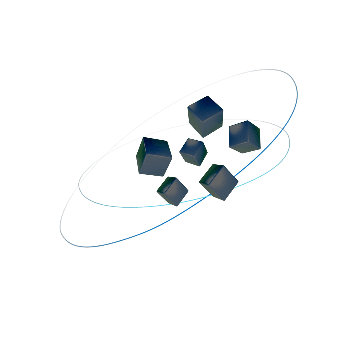 Floating orbiting cubes